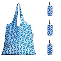 HOLYLUCK set of 3 Reusable Grocery Bags,Heavy Duty Foldable Shopping Tote Bag-sky blue