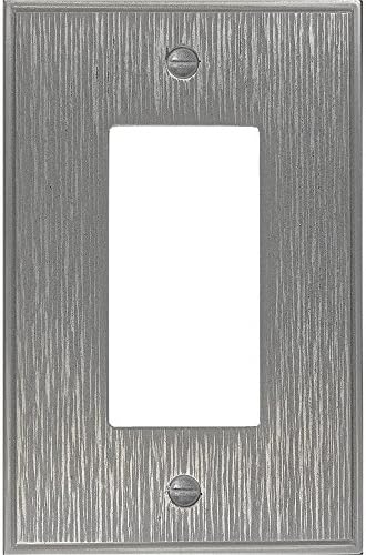 Anti-Bacterial Anti-Microbial Mold and Mildew Resistant Wall Switch Plates - Made in the USA (Single Decorator, Twill Metal Brushed Nickel)