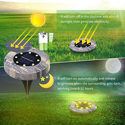 Solar Bodenleuchten, 8 LED Solarleuchten Gartenbeleuchtung, Warmweiß Solarlicht Solarbodenstrahler, IP65 wasserdicht… – Bild 4