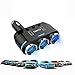 3-Socket Cigarette Car Lighter Power Adapter 12V/24V DC Outlet Splitter with 3.1A Dual USB Car Charger,Independent On/Off Switch for Cigar Socket