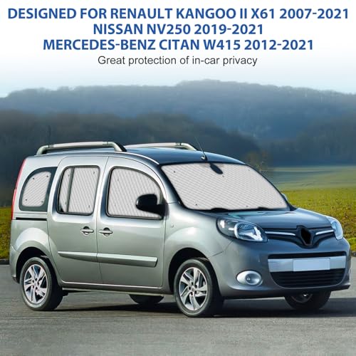 Car Windshield Sunshade Compatible with Renault Kangoo Second Generation II X61 2007-2021, 8 Pieces Internal Car Sun Visor Cover
