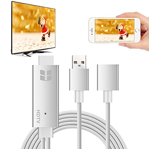 Lightning to Digital AV Cable Adapter, Plug and Play MHL to HDMI Cable with 1080p Resolution for iPhone, iPad, Samsung Smartphone to Mirror On HDTV Projector