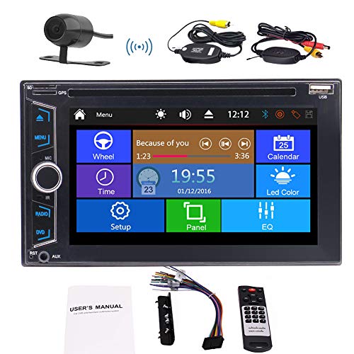 EinCar Double Din Car Radio Stereo 1080P CD/DVD Player with Backup Camera - 6.2 Inch Touch-Screen Support FM AM RDS Bluetooth Auto Radio USB AUX SD Card Remote Controller Steering Wheel Control