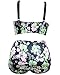 LALAGEN Women's Strappy Hollow Out Floral Swimwear Plus Size High Waist Bikini Sets Black XL