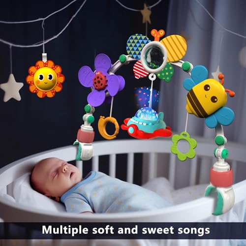 qesfir Musical Baby Stroller Arch Toys, Travel Car Seat Toys, Baby Play
