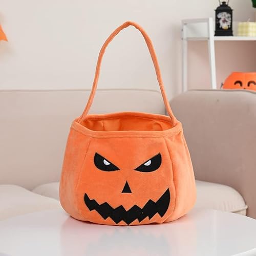 Halloween Trick or Treat Bags, Pumpkin Elf Buckets Gift Bags with Handles Halloween Goodie Bags Party Supplies for Trick or Treat (pumpkin grimace)