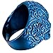 INBLUE Men's Stainless Steel Ring Blue Skull Flower Size10