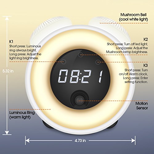 image for Superstar* Kid's Alarm Clock, Smart Night Light Digital Desk Clocks Wa