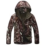Hanxue Men's Camo Winter Jacket Waterproof Warm Hooded Jacket