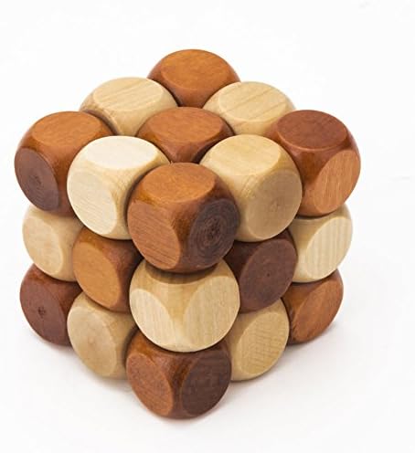 Puzzle games ,Wooden Brain Teaser Puzzle KongMing Lock"Dragon Wagging Tail" as Gift for Kids/Adults ,Birthdays, Valentine's day, Easter, Christmas,DIY Present Packing (6cm6cm6cm)