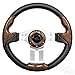 Steering Wheel, Aviator 5 Woodgrain Grip/Brushed Aluminum Spokes 13