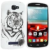 Alcatel One Touch Fierce 2 Case, TechSpec(TM) White Tiger TPU Design Soft Rubber Case Cover for Alcatel One Touch Fierce 2 7040T