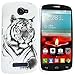 Alcatel One Touch Fierce 2 Case, TechSpec(TM) White Tiger TPU Design Soft Rubber Case Cover for Alcatel One Touch Fierce 2 7040T