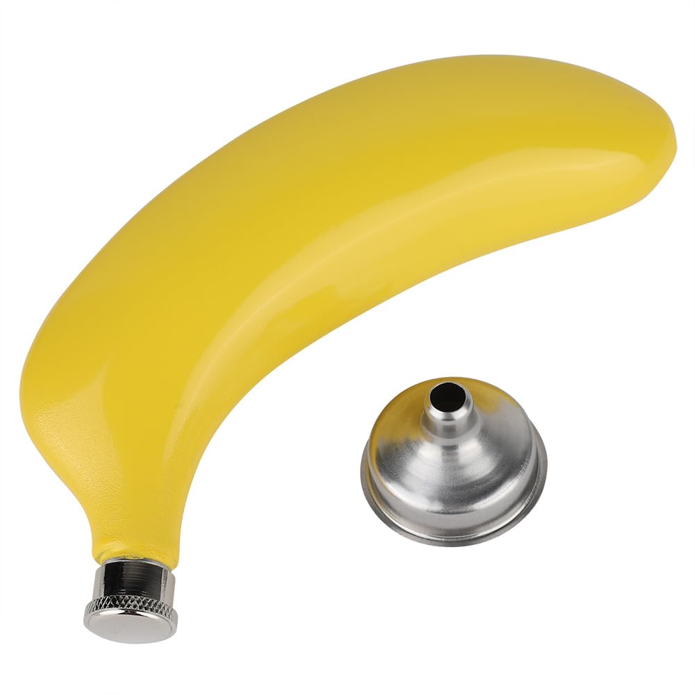 Banana Shaped Hip Flask for Liquor - 5 Oz Stainless Steel Pocket Flask with Funnel for Men and Women