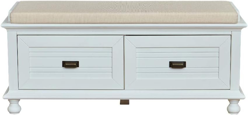  Brand – Ravenna Home Classic Solid Pine Storage Bench, 45"W, White Wash Finish: Kitchen & Dining