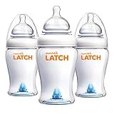 Munchkin Latch Anti-Colic Baby Bottle with Ultra Flexible Breast-like Nipple, BPA Free, 8 Ounce, 3 Pack