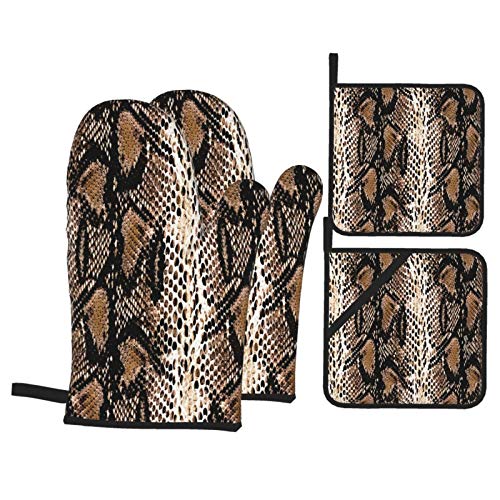 51TWRb1tG5L Juego de Manoplas y Porta ollas para Horno,Patrón de diseño de Fondo de Serpiente,Guantes y agarraderas Resistentes al… Juego de Manoplas y Porta ollas para Horno,Patrón de diseño de Fondo de Serpiente,Guantes y agarraderas Resistentes al…