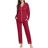 YOPUGEE Womens Modal Button Up Pajamas 2 Piece Long Sleeve Comfy Pjs Sleepwear Soft Pajama Lounge Set Loungewear S-3XL