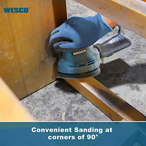 Sander, WESCO Compact 1.3A Mouse Detail Sander with 12Pcs Sandpapers, 14,000 RPM, Efficient Dust Collection System, for Detail Sanding in Home Decoration