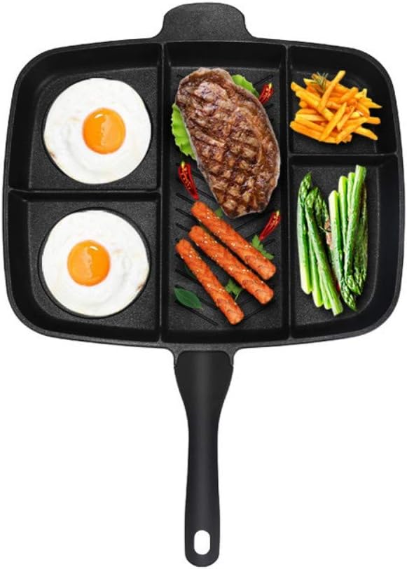 QINYAN Wholesale Fryer Pan Non-Stick 5 in 1 Fry Pan Divided Grill Fry Oven Meal Skillet 15