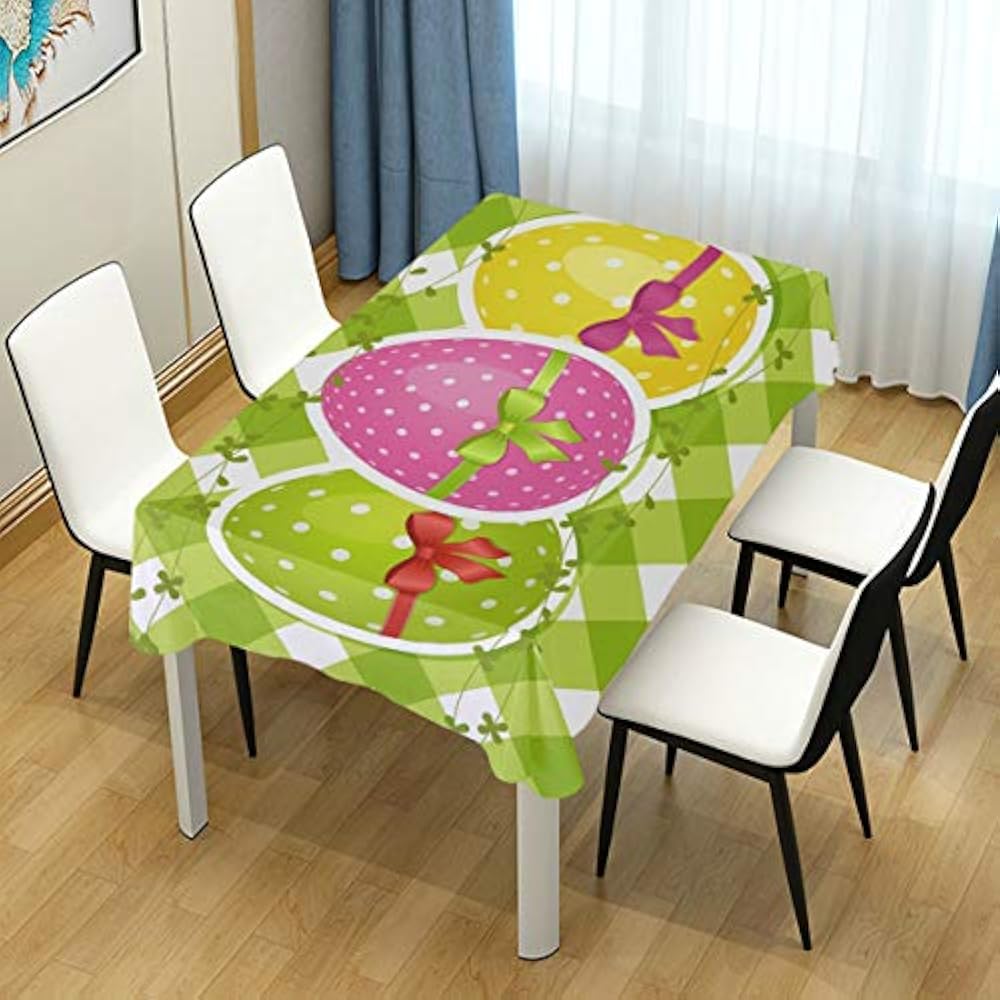 Tablecloths Easter Day Tablecloth Eggs On Green Gingham Border