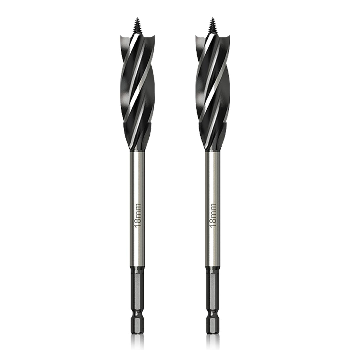 Meccion Wood Drill Bit 18mm x 165mm x 2pcs Professiona Self Feed Speed Auger Drill Bit 1/4 Inch Hex Shank Woodworking Hole Drill Bit