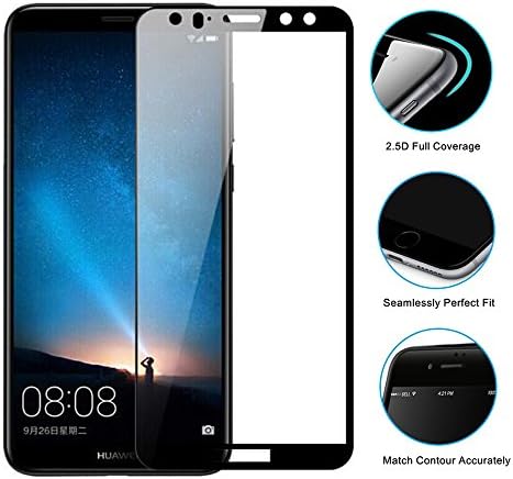 Screen Protector for Huawei Mate 10 Pro, 2.5D Full Coverage Tempered Glass for Huawei Mate 10 Pro Screen Protector. Bubble Free HD Clear Full Coverage Glass Protector for Huawei Mate 10 Pro-Black