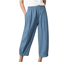SMIDOW Black Capri Pants for Women Petite Women's