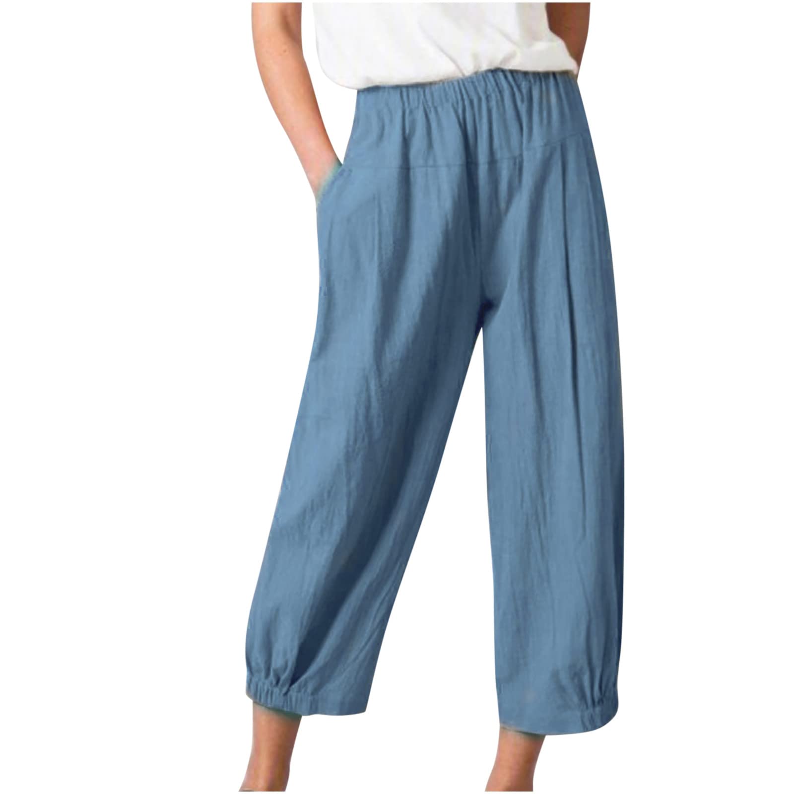 SMIDOW Black Capri Pants for Women Petite Women's