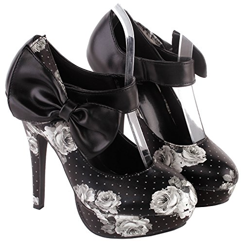 SHOW-STORY-Sexy-Ladies-Bow-Ankle-Strap-Stiletto-Platform-Pumps-ShoesLF30412