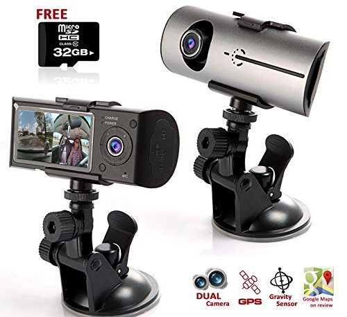Indigi HD Car DVR DualCam (Front+Rear) Driving Recorder Dash Cam GPS Support FREE 32GB!