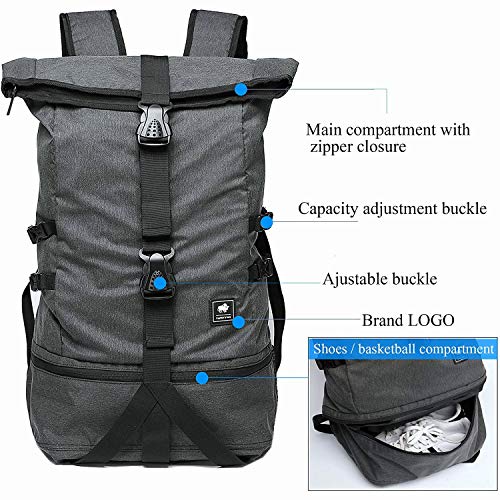 BISON SPIRIT Laptop-Rucksack Herren Damen Roll Top Wasserdichter Wanderrucksack