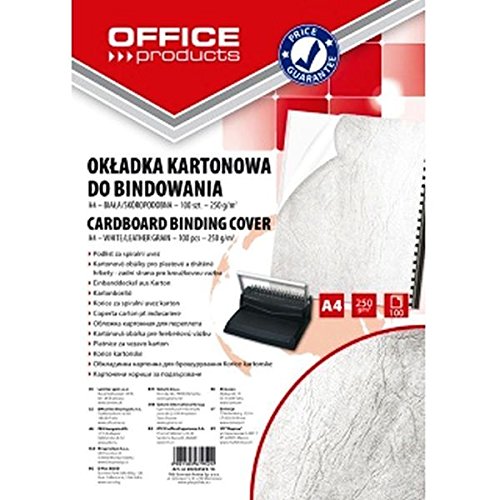 Binding Covers Office Products Cardboard A4 250 GSM 100 Pcs Leather-Like White/Presentation/Type-for Binding/Kind-Back, Cardboard/Material-Cardboard/Colour-White/Format-A4