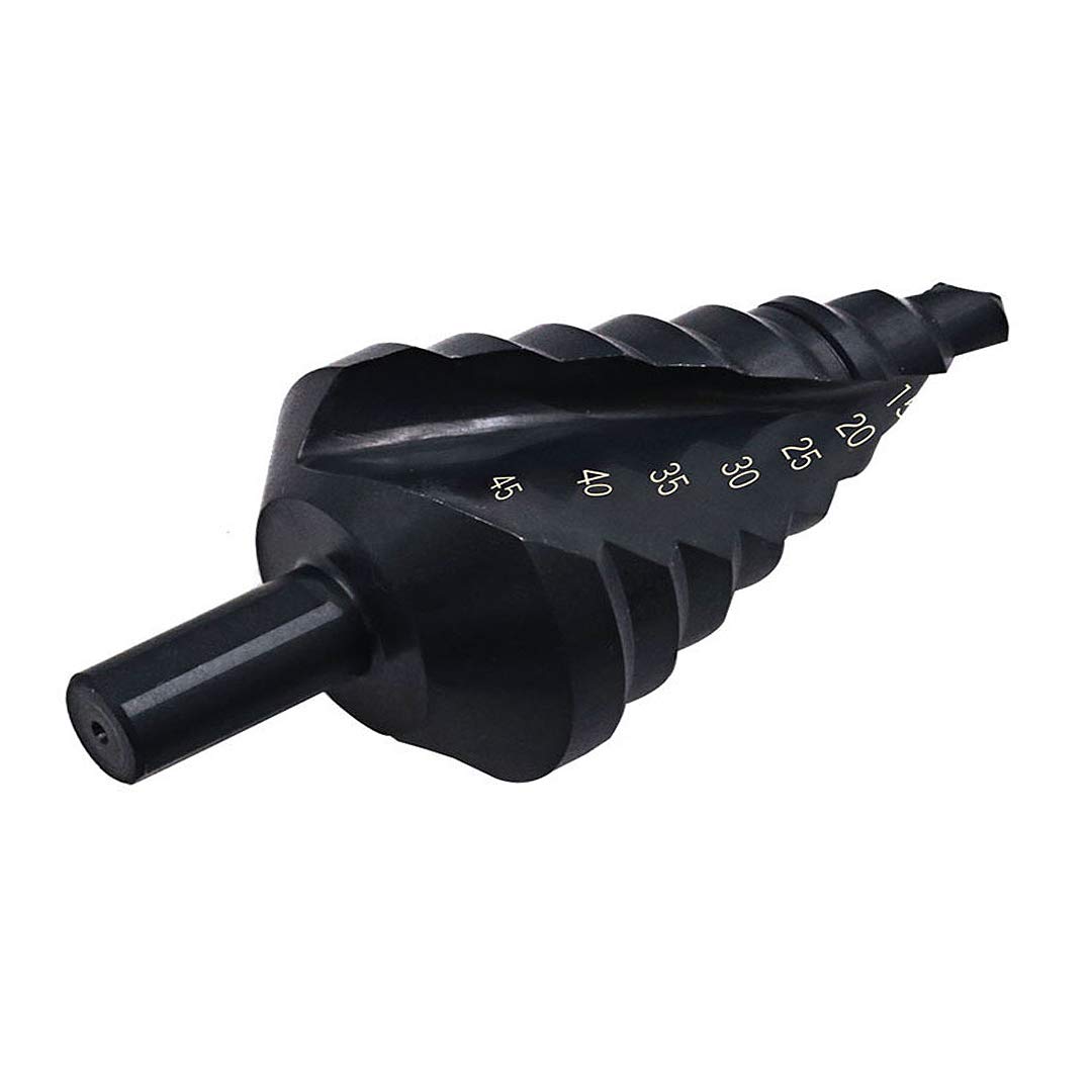 BOZONLI 10-45mm Step Drill Bit,Large High Speed Steel Spiral Groove Step Drill Triangle Round Shank Hole Cutter