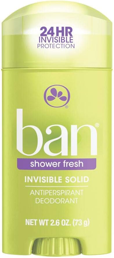 Ban Original Unscented 24-hour Invisible Antiperspirant, 2.6oz Solid Deodorant, Underarm Wetness Protection, with Odor-fighting Ingredients : Beauty
