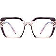 MORESHINE Fashion Oversized Square Blue Light Glasses for Women Anti Fatigue Prevent Headache Computer Eyeglasses Frames