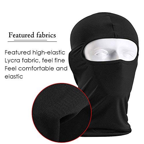 Ultra-Thin Headband Ski Bike Bicycle Face Mask Outdoor Sports Helmet Balaclava Full Face Mask for Sun UV Protection (Black)