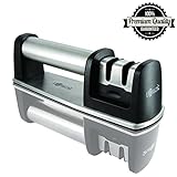 LOVATIC Knife Sharpener - 2-Stage Diamond Coated Sharpening System For Straight And Serrated Knives - Quick Blade Sharpener - Safe And Easy To Use