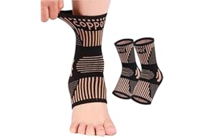 MIHAIR Copper Ankle Brace Copper Infused Support for Men & Women (Pair), Best Ankle Compression Sleeve Socks for Plantar Fasciitis, Sprained Ankle, Achilles Tendon, Pain Relief, Recovery, Sports Daytime or Night Use