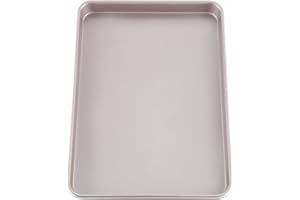 CHEFMADE 17-Inch Baking Sheet Pan, Non-Stick Carbon Steel Rimmed Cookie Sheet Pan for Oven Roasting Meat Bread Jelly Roll Battenberg Pizzas Pastries 12.8" x 17.7" x 1.1" (Champagne Gold)