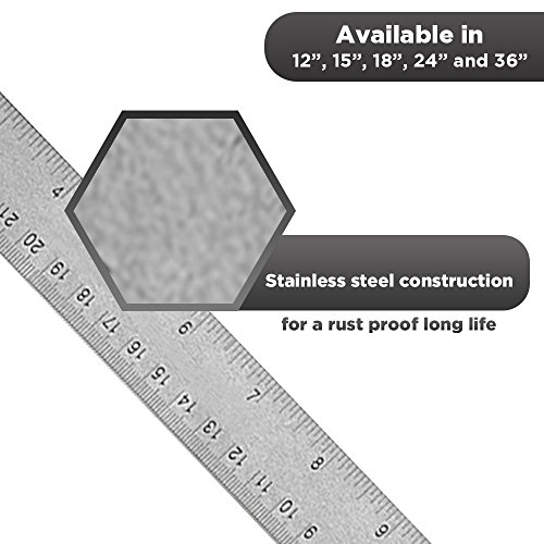Stainless Steel Metal Ruler 2 Pack – Set of 2 Flexible 15 Inch Office Rulers with Non Slip Cork Back Providing Optimal Precision (2 Pack)