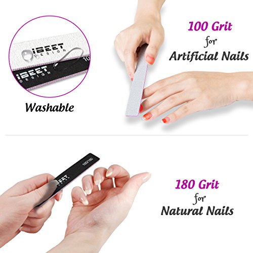 10PCS Nail Files Buffers Set, Double Sided Emery Board 100/180 High Grit Manicure Fingernail File Tool for Nail Kit, Home Professional Nail File Tool Black and Off-white