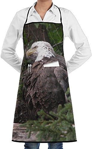 Unisex Bald Eagle Bird Bib Apron Waterdrop Resistant With 2 Pockets 28.5 X 20.5" For Cooking, Baking, Crafting, Perfect Mother's Day And Holiday Gifts