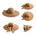 OULII Summer Floppy Beach Straw Hats Bowknot Caps Wide Larege Brim Caps for Women（Khaki）