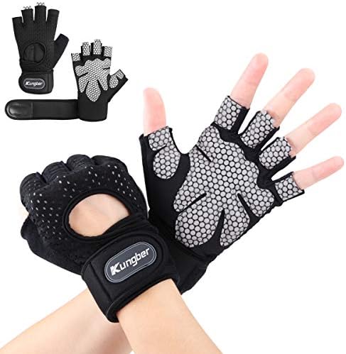 Kungber Weight Lifting Gloves, Gym Gloves for Men Women, Workout Gloves with Wrist Support, Palm Protection and Extra Grip, Great for Fitness Exercise Weight Lifting Gym Crossfit