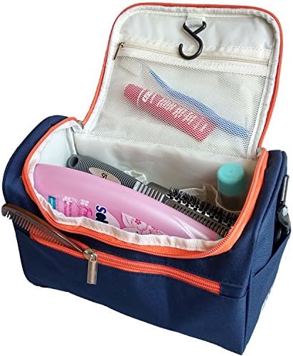 BLOME DESIGN Travel Toiletry Bag | Water Resistant & Antibacterial hanging Cosmetics Bag Makeups Organizer & Toiletry Case Kit with Zippers, Mesh Pockets & Sturdy Hook for Women Men