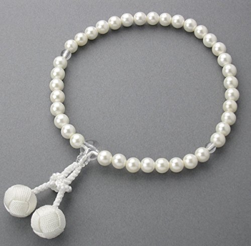 念珠堂 < 日本製 数珠 > 女性用 白 貝パール 房がクシャクシャにならない丈夫な房 【数珠袋付き】すべての宗派でお使い頂ける 国産 女物 念誦 【創業80余年 老舗数珠メーカー】商品画像