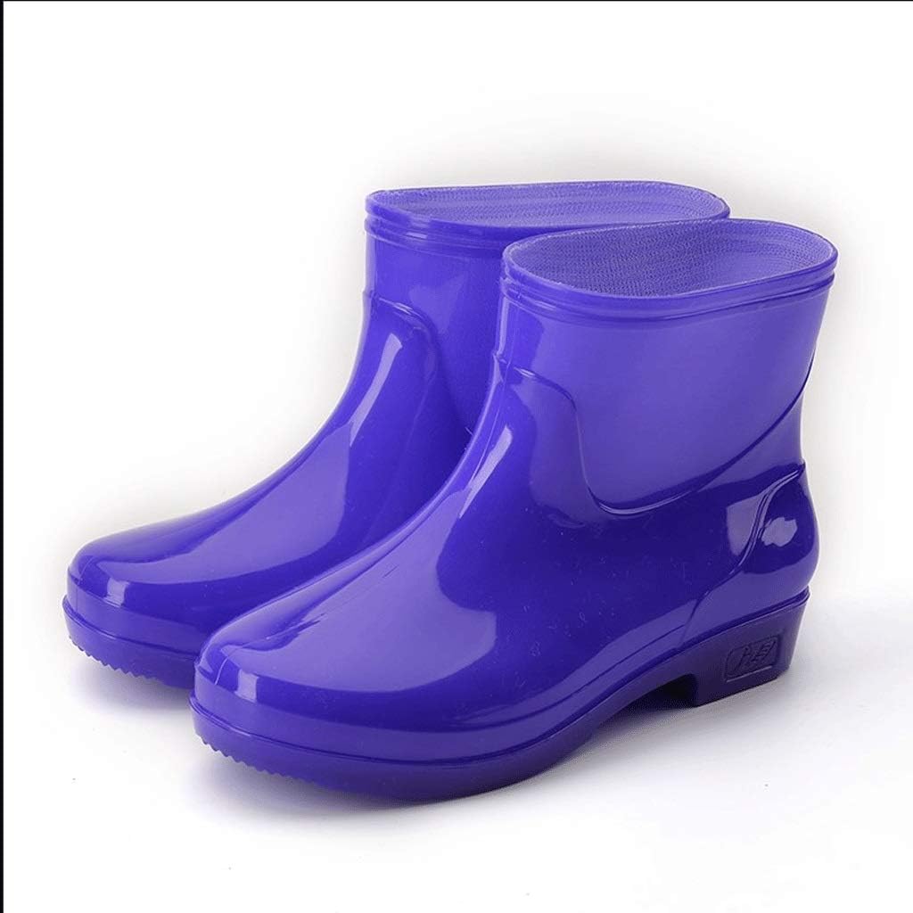 Zcx Rain Boots Adult Waterproof Rain Boots Ladies Outdoor Tube Flat