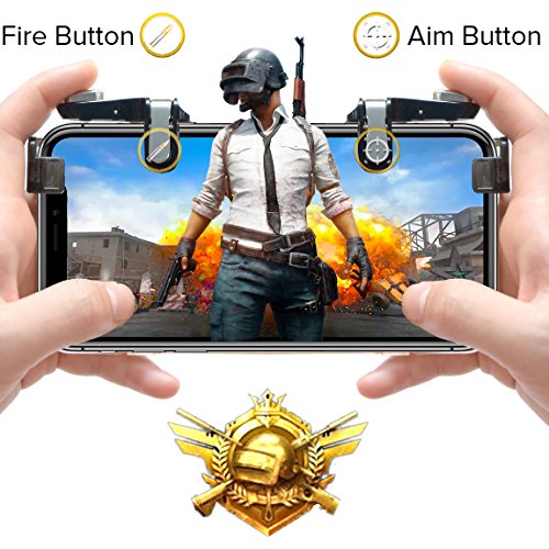 Mobile Game Controllerã€Upgraded Versionã€‘- PUBG/Knives Out Mobile Controller,Hill & Wood Sensitive Shoot and Aim Triggers for L1R1 Mobile Game Trigger Joystick for Android/iOS.