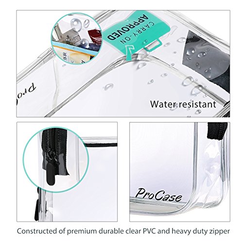 ProCase TSA Approved Clear Travel Toiletry Bag, Quart Size Zipper Organizer Airport Airline